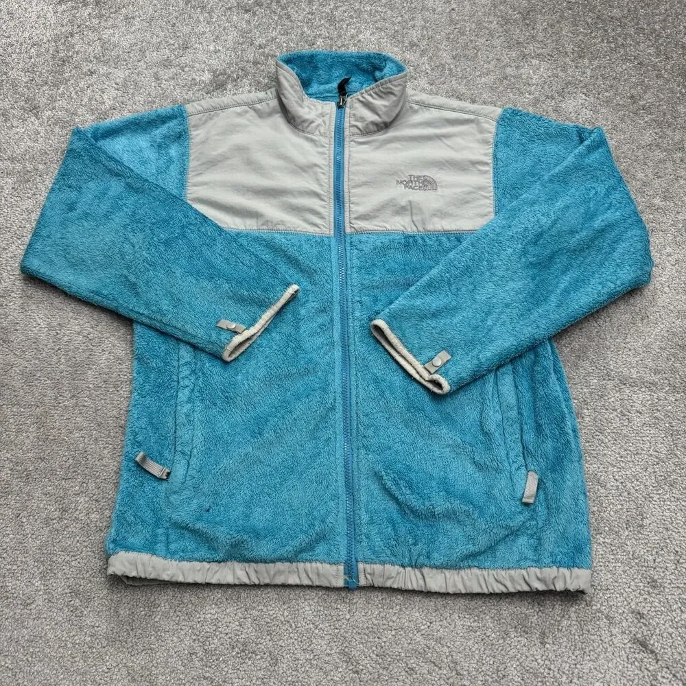 The North Face Denali Fleece Jacket Kids Youth XL Blue Gray Full Zip Pocket Hike